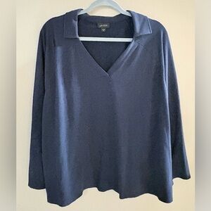 J. Jill Navy Long Sleeve Polo Tunic